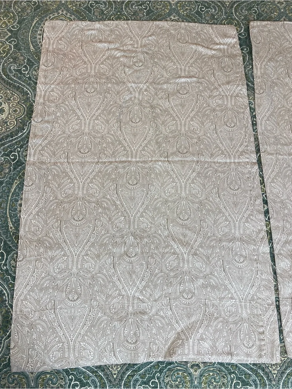 Decorative Paisley Pillow Sham Pair in Light Taupe